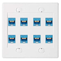 Miniatyrbilde 1 av 5: Ethernet Veggplate 8 Port - Dobbel Gang Cat6 Rj45 Keystone Jack Nettverkskabel Frontplate Hunn Til