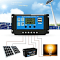 Miniatyrbilde 3 av 3: 20A Automatisk Solcellelader PWM Dobbel USB-utgang Solcellepanel Lader Regulator 12v24v Strøm HD LCD-skjerm Betterlifefg