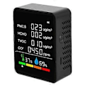 Miniatyrbild 1 av 5: 6 I 1 Co2 Mätare Luftkvalitetsdetektor Co2 Testare Koldioxid Pm2.5 Tvoc Hcho Värde Temperatur H