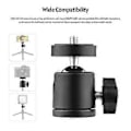 Miniatyrbild 5 av 5: 2st Mini Vridbart Kulhuvud Stativhuvud 360 Graders Roterande Monteringsbas Adapter med Universella 1/4 Tums Skruvfästen för DSLR ILDC Kamera DV Stativ Mono