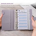 Miniatyrbillede 3 af 4: A6 PU Læder Budget Binder, med 8 A6 Binder Lommer, 12, 6 Ring Binder Budget Kuvert System, Med Etiket Klistermærker D