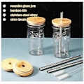 Miniatyrbild 3 av 5: 700 ml/24 oz Kall dryckeskopp med bambulock, transparent tedryckesbehållare, retro mugg för hemmafest, bar, cocktail