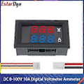 Miniatyrbillede 1 af 4: Huamade DC 0-100V 10A Digital Voltmeter Amperemeter Dobbelt Display Spændingsdetektor Strømmåler Panel Amp Volt Måler 0.28\" Rød Blå LED