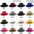 Miniatyrbilde 4 av 5: Ny ullhatt jazzhatt retro svart ullen jazzhatt flat brem stor brem hatt