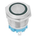 Miniatyrbilde 2 av 5: 2 stk. Trykknapp 4 Pin IP65 Flat Hode Selvtilbakestillende Rund På Av med Grønt Lys 12~24VDC