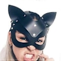 Miniatyrbillede 4 af 5: Dame Kat Design Kunstlæder Halv Ansigt Maske Halloween Fest Rekvisitter