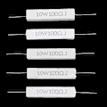 Miniatyrbillede 2 af 5: 5 stk. 10w Watt 100 Ohm 5% Aksiale Trådviklede Cementmodstande