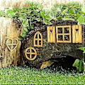 Miniatyrbillede 3 af 5: Træ Fe Have Dør, Miniature Have Bygninger, Have Skulpturer og Statuer