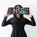 Miniatyrbillede 4 af 4: Stor digital væg ur fjernbetjening temperatur dato uge display sluk hukommelse bord vægur dobbelt alarm LED ure