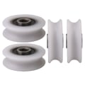 Miniatyrbillede 1 af 3: 4 stk. U-rille nylon remskiver (hvid) - 4 mm indvendig diameter til skydedøre