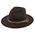 Miniatyrbild 1 av 5: Retro jazzhatt mockabälte ullhatt cowboyhatt retro imiterad ullhatt platt brätte hatt BF150