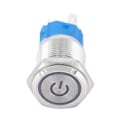 Pikkukuva 3 / 5: Valkoinen LED litteä pyöreä pää itsepalautuva metallinen painonappi virtasymbolilla 16mm (5V)