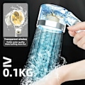 Miniatyrbild 2 av 5: LED-duschhuvud, 3 färglägen, handdusch med temperaturförändring, propellerduschhuvud, högt tryck, vattenbesparande handdusch med PP