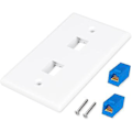 Pikkukuva 5 / 5: 2-pakkaus 2-porttinen Ethernet-seinälevy, Rj45 Cat6 naaras-naaras -liitin riviliitin etulevyt, 2-po