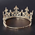 Miniatyrbillede 5 af 5: Guldkrone til mænd Justerbar Imperial Medieval Fødselsdagskrone Prom