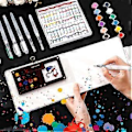 Miniatyrbillede 5 af 5: Mini Bærbar Akvarel Palette Sæt 15 Rums Træ Rejse Malerboks med Indbindings Skitsebog til Malere Kunstnere Studerende