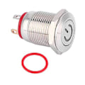 Miniatyrbild 2 av 5: Lås-fri 12mm Metall Knapp Strömbrytare Ring och Strömformad LED Självåterställande Röd Strömbrytare (24V)
