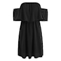 Miniatyrbilde 5 av 5: Trendy svart off-shoulder tubetoppkjole - Elegant elastisk midje A-linje ruffle kort sommer mote, XL