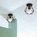 Miniatyrbillede 3 af 5: 2 stk. Retro loftslampe i metal, geometrisk bur, loftslampe til indendørs brug, sort hængelampe