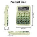 Miniatyrbillede 2 af 5: Mekanisk bordregner, søde regnemaskiner med store knapper og 12-cifret stort LCD-display, skrivebordstilbehør, grøn