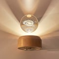 Miniatyrbillede 3 af 5: Musikkasse, Krystalkugle med Natlys Musikkasse med Træbase til LED-projektor til Jul, Thanksgiving Gave (Solsystem)
