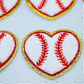 Miniatyrbillede 5 af 5: 12 stk. Baseball Hjerte Patch Guld Kanter Baseball Stryge-på Patches Baseball Applikation til DIY Dekorativt Tøj