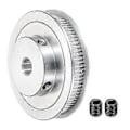 Miniatyrbillede 1 af 5: 80 Tænder 12mm Boring Timing Remhjul, Aluminium Synkront Hjul Sølv med M5 Skrue til 3D Printer Bælte, CNC Maskine
