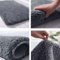Miniatyrbillede 2 af 5: Ekstra tyk skridsikker absorberende bademåtte badeværelse brusebad gulvmåtte chenille maskinvaskbar (grå, 60x90cm)