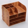 Miniatyrbilde 1 av 5: Trest skrivebordsarrangør, multifunksjonell DIY-skrivebordsoppbevaringshylle, filbrevdokumentmagasinoppbevaringshylle for kontor, hjem og øko