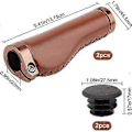 Miniatyrbillede 2 af 5: Brune Cykelgreb Læder Styr Cykel Ergonomisk Design Skridsikker Mikrofiber Med Aluminium Legering Dobbelt Lås-på Bar Covers Til Mountainbike Racercykel