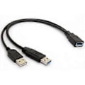 Pikkukuva 1 / 4: Usb 3.0 -kaapeli, kaksoisvirtakaapelit Y-sovitin, tyyppi A, uros-naarasjatkojohto 30 cm