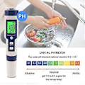 Miniatyrbillede 2 af 5: Ph-måler, 5 i 1 Ph/tds/ec/orp/temperatur, vandkvalitetsmonitor til swimmingpools, hydroponi, drikkevand, akvarier