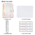 Miniatyrbillede 2 af 5: A6 Budget Binder Cover med 12 stk. 6-hullers kontantkuverter, klare løsbladsposer med farverig regnbue