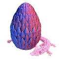 Miniatyrbilde 1 av 5: Drageegg - Overraskelseseggpyntegjenstander med fleksibel perlemorsdrage, 3D-printet gave. For barn, venn C