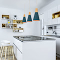 Miniatyrbillede 2 af 5: Moderne enkel loftslampe i metal og træ, justerbar DIY-pendellampe, 2 stk., mørkeblå