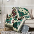 Miniatyrbild 4 av 5: Soffa filt soffa överkast säng överkast stolsskydd resefilt dekorativ filt sofföverdrag med pompom retro etnisk geometrisk mönster 130 c