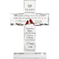Miniatyrbild 1 av 5: 50-års bröllopsdag religiös gåva - Akryl stående kors minnessak - 50 års bröllopsdag gåva för par - Bröllopsgåva för fru, man, par