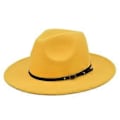 Miniatyrbilde 1 av 5: Ny ullhatt jazzhatt retro svart ullen jazzhatt flat brem stor brem hatt