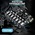 Miniatyrbillede 2 af 5: 7 Porte USB 3.0 PCI Adapter USB Expans, PCIe Riser til PC, Linux / Xp/ 7/