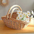 Miniatyrbillede 2 af 5: Willow Frugt Picnic Kurv Rattan Æg Kurv Køkken Opbevaringskurv Bambus Bærbar Grøntsagskurv Opbevaringskurv S