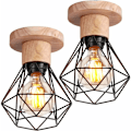 Miniatyrbilde 1 av 4: 2 stk. Industriell taklampe, innfelt taklampe, pendellampe, metalltre, hengelampe for gang, soverom, trapp, svart
