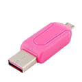 Miniatyrbild 4 av 5: 2-i-1 Dubbel USB-kontakt för OTG Minneskortläsare för Smartphone Dator
