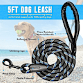 Miniatyrbilde 2 av 5: Hundehalsbånd med mykt polstret håndtak og sklisikkert tau for hundetrening for valper, små, mellomstore og store hunder Egnet for løping, jogging