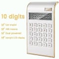 Miniatyrbillede 4 af 5: Lommeregner, slankt elegant design, kontor-/hjemmeelektronik, dobbelt drevet bordregner, solenergi, 10 cifre, vippet LCD-display, skråt design