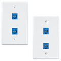 Miniatyrbilde 1 av 5: 2-pakning 2 Port Ethernet Veggplate, Rj45 Cat6 Hunn Til Hunn Jack Inline Koblingsstykke Frontplater, 2-po
