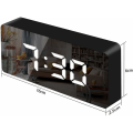 Miniatyrbild 2 av 5: Spegelväckarklocka, digital väckarklocka med datum/temperatur/snooze/2 larm/USB-laddningsport LED-display, för resor sovrum kontor kök