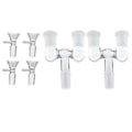 Miniatyrbillede 3 af 5: Glasrørsadapter, 2 stk. 14 mm han til dobbelt 14 mm hun adapter med 4 stk. 14 mm transparent glas tragtadapter, genanvendelig