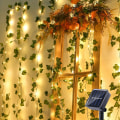Miniatyrbillede 1 af 5: Udendørs solcellelyskæde 12M 100 LED kunstig vedbend solguirlande 8 tilstande vandtætte lys til have balkon terrasse soveværelse bryllupsfest Christ