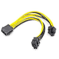 Pikkukuva 1 / 5: CPU 8-nastainen naaras - Dual PCIe 2X 8-nastainen (4&4) uros virtalähdeadapterin jakokaapeli emolevyn virtalähteelle