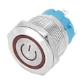 Pikkukuva 4 / 5: 2 kpl Painikekytkin Litteä Pää Itsepalautuva IP65 220VAC 22mm 4-nastainen Kytkin Valolla (Punainen)